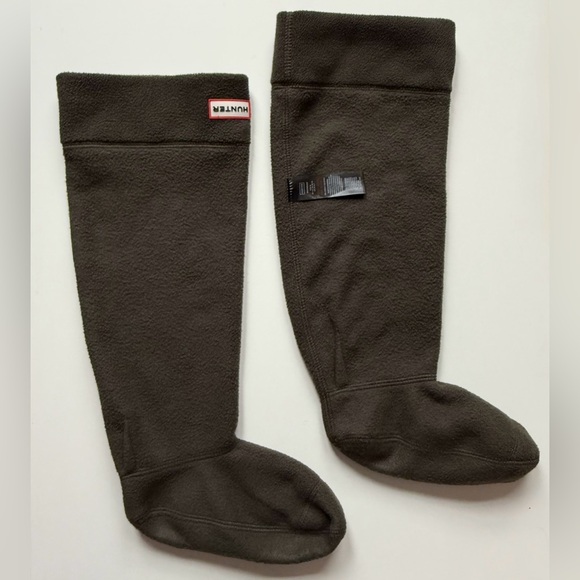 Hunter Womens Fleece Tall Cuff Boot Socks for Hunter Rain Boots, Dark Olive - M - Picture 12 of 14